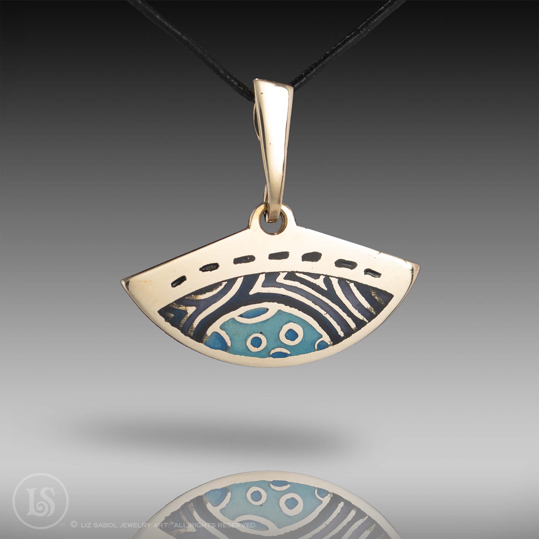 Moon Fan Pendant, Bronze