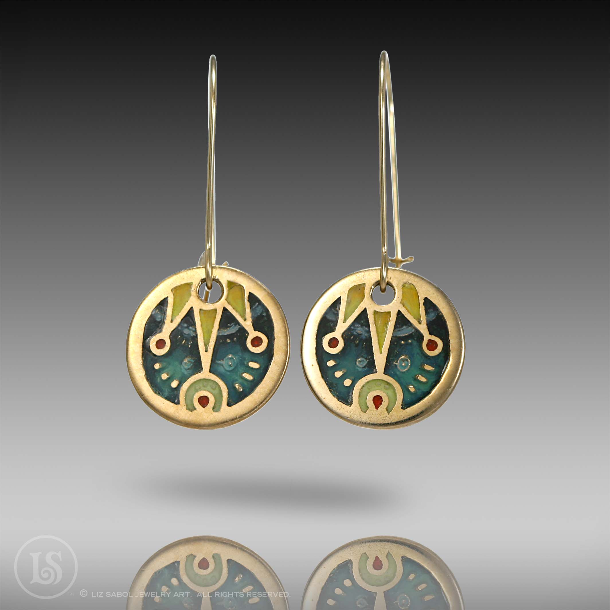 Jester Earrings, Bronze