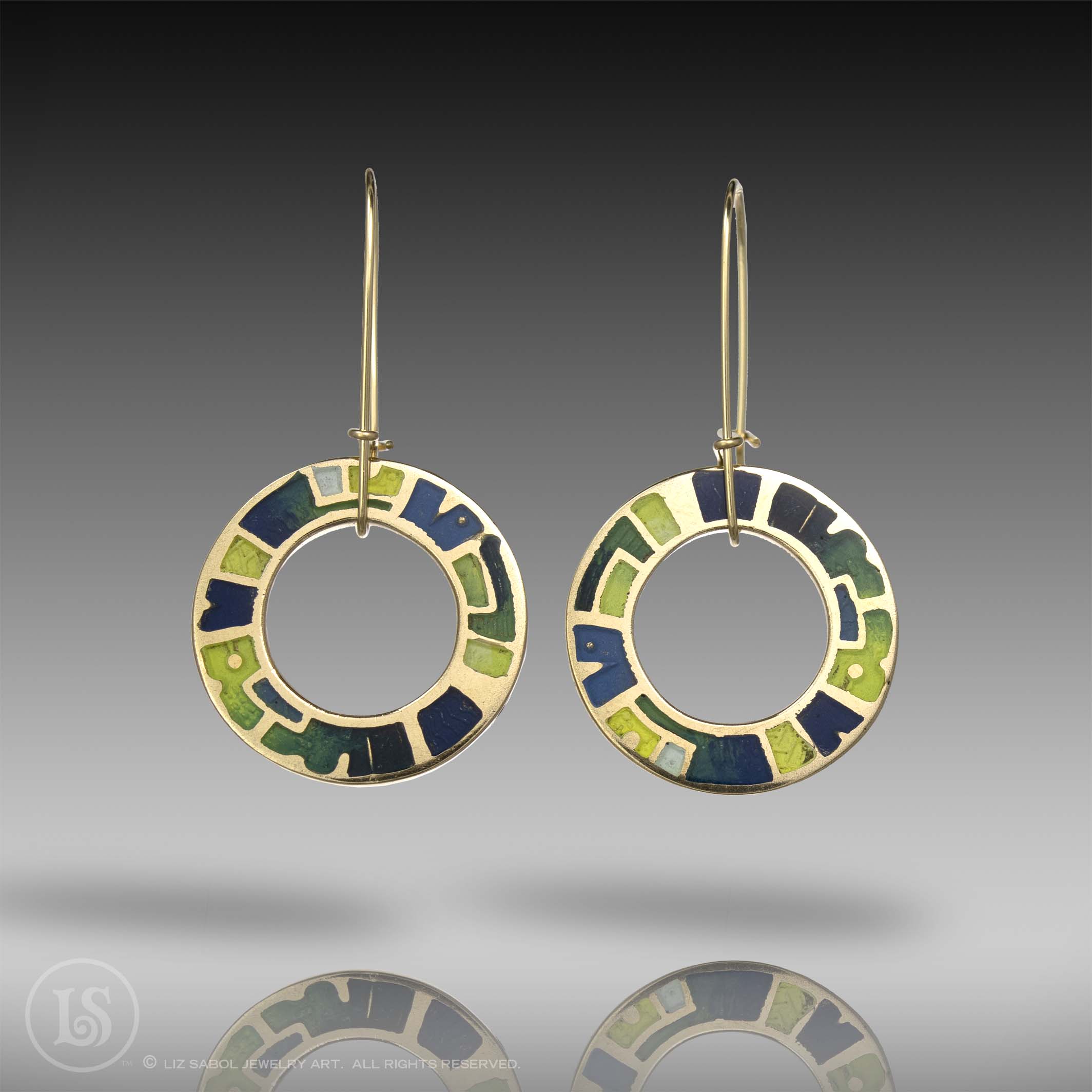 Radial Ring Earrings, Bronze