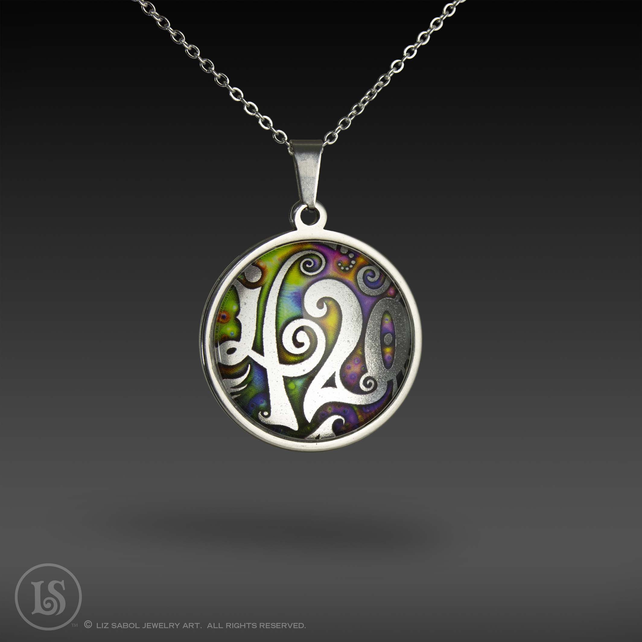 420 Rainbow Pendant, Glass, Stainless Steel